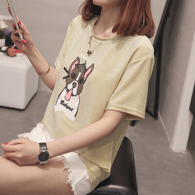 

JOY OF JOY Jingdong Womens 2019 New Korean Ins Loose Bright Silk T-Shirt Womens Short Sleeve Summer Bottoming Shirt T-Shirt Top JWTD191762 Yellow