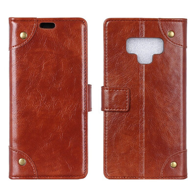 

MOONCASE Samsung Galaxy Note 9 Copper Buckle Napa Leather Case - Brown