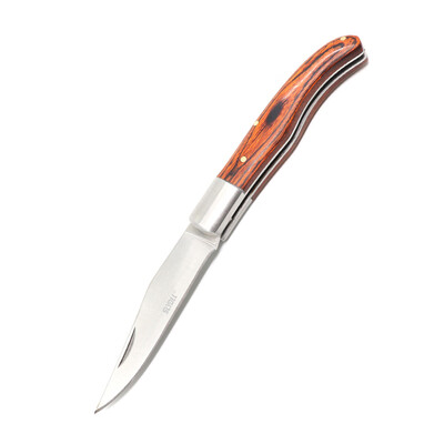 

SLYDLL Outdoor Camping Stainless Steel Folding Knife Redwood Handle