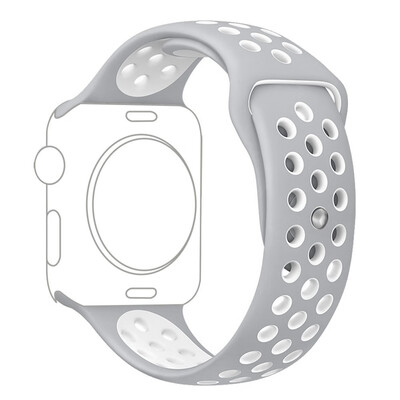 

Band for iWatch 38mm&42mm Breathable Silicone Replacement Sport Strap Bracelet for iWatch All Series WhiteGrey