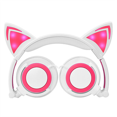

Kids Girls Headphones Cat Ear LED Foldable Stereo Music Gaming Flashing Headsets