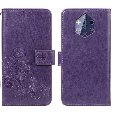 

Nokia 9 PureView Lucky Clover Embossed Leather Case - Purple