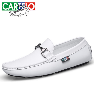 

Cartier crocodile CARTELO leather comfortable non-slip pedals leisure lazy sets of feet peas driving shoes 5102 white 41