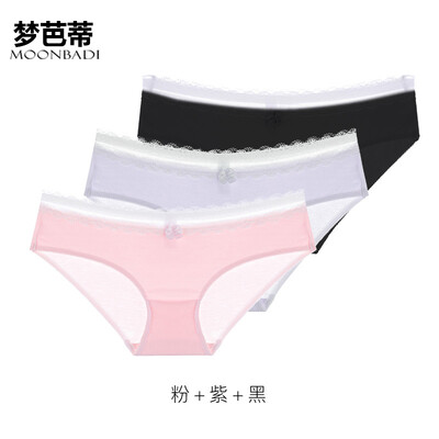 

Dream Patty 3 loaded underwear womens lace cotton waist&snow without traces sexy comfortable briefs powder black purple M
