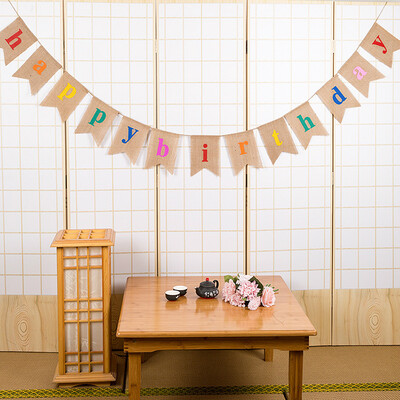 

Esonmus Colorful Burlap Happy Birthday Flags Banner Birthday Party Decorations Supplies
