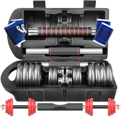 

Double brand paint dumbbell men&women multi-function barbell 15kg 75 kg 2 gift box set sports fitness training sports equipment home upgrade