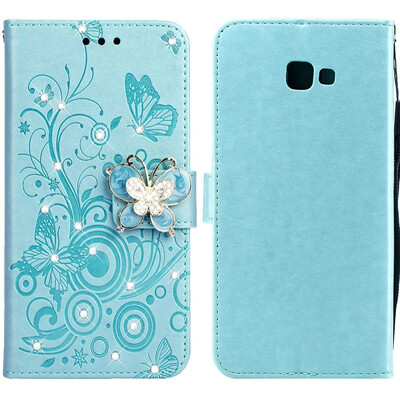 

MOONCASE Samsung Galaxy J4 Butterfly Rhinestone Embossed Leather Case - Green