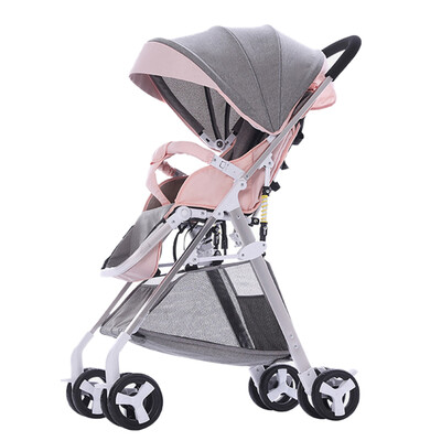 

Baby Stroller High View Pram One Step Fold Lightweight Convertible Baby Carriage with Multi-Positon Reclining Seat Extended Canopy