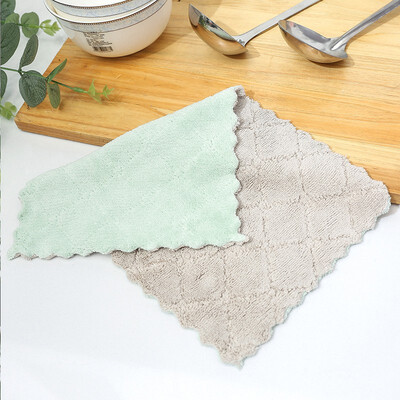 

NeillieN Double-sided coralline velvet cloth kitchen cloth strong absorbent dishwashcloth wet&dry cleaning cloth dishcloth