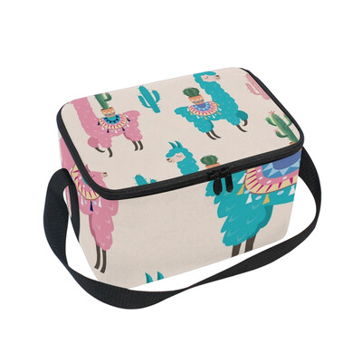 

ALAZA Lunch Box Pattern With Llama And Cactus Insulated Lunch Bag Large Cooler Tote Bagfor Men Women