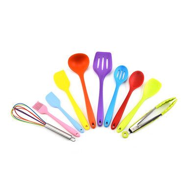 

NeillieN Silica gel kitchenware set 10 sets of silica gel kitchenware 10 sets of scraper shovel spoon oil brush food clip etc