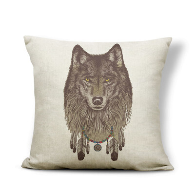 

Animal Wolf Cushion Cover Word Flowers Pillowcase Fox Chic Car Nap Mat Geometry Stripe Throw Pillows Koala Red 4545 Linen Photo