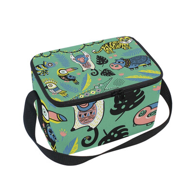 

ALAZA Insulated Lunch Box Cute Animals Elements Lunch Bag for Men Women Portable Tote Bag Cooler Bag