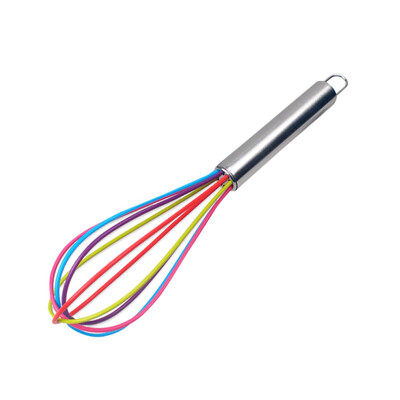 

8 Inch Color Stainless Steel Handle Silicone Egg Beater Whisk Mixer Kitchen Tool