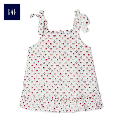 

GAP flagship store female cotton bow ruffled sleeveless top 307314 blue print 18-24M