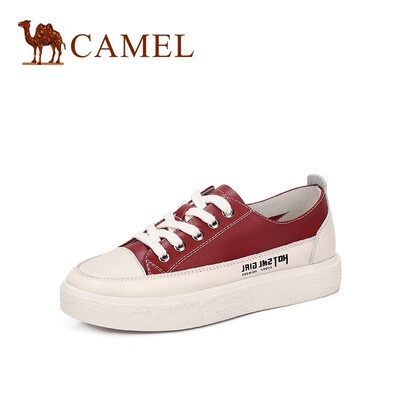 

Camel CAMEL ladies playful letters fashion stitching round head casual shoes A91515671 wine red 40