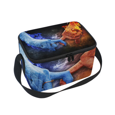 

ALAZA Lunch Box Abstract Ice Love Flame Fire Insulated Lunch Bag Large Cooler Tote Bagfor Men Women