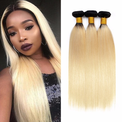 

Nami Hair Ombre Color T1B613 3 Bundles Brazilian Straight Hair Black Roots Blonde Remy Human Hair Extensions Free Shipping