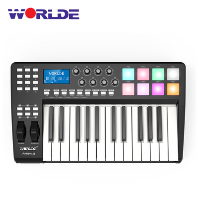 

PANDA25 25-Key Ultra-portable USB MIDI Keyboard 8 Drum Pads Controller with USB Cable