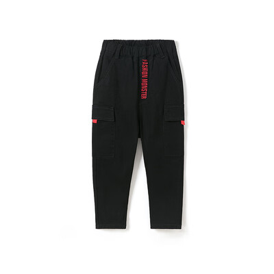 

Yibei Huangcheng boy trousers trend 2019 spring overalls loose casual pants cotton fashion sports wind 1119112056 black 130cm