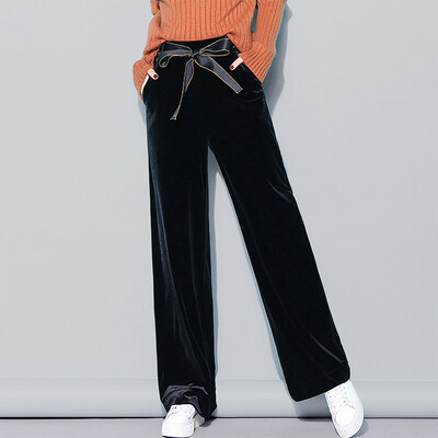 

Cypress House 2018 Autumn New Simple Korean Solid Color Lace Waist Slim Pocket Design Long Casual Straight Pants Women S83J0019KA10XL Black