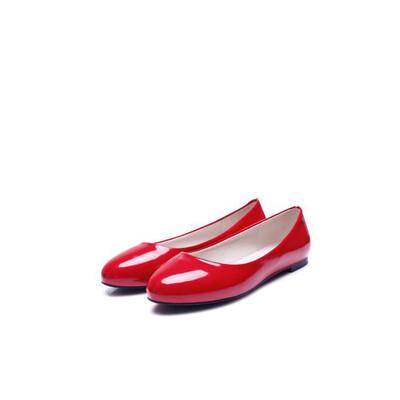 

IDIFU Womens Simple Round Toe Low-cut Wide Width Slip-on Flats Pumps Shoes