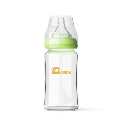 

Iskar EASYCare breastfeeding glass bottle wide caliber baby glass bottle 240ml green  nipple newborn 3-6 months