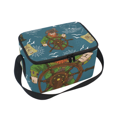 

ALAZA Insulated Lunch Box Cartoon Captain Lunch Bag for Men Women Portable Tote Bag Cooler Bag