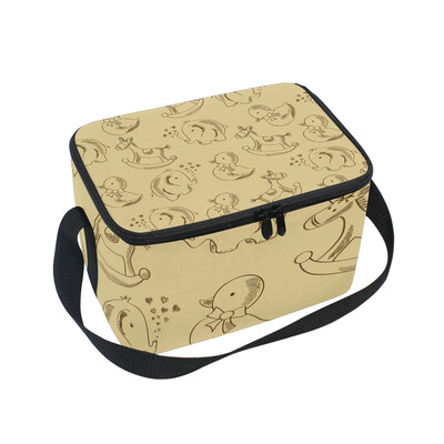 

ALAZA Lunch Box Insulated Duck And Elephant Lunch Bag Large Cooler Tote Bagfor Men Women
