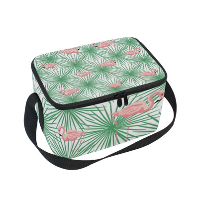

ALAZA Lunch Box Insulated Flamingo With Green Background Lunch Bag Large Cooler Tote Bagfor Men Women