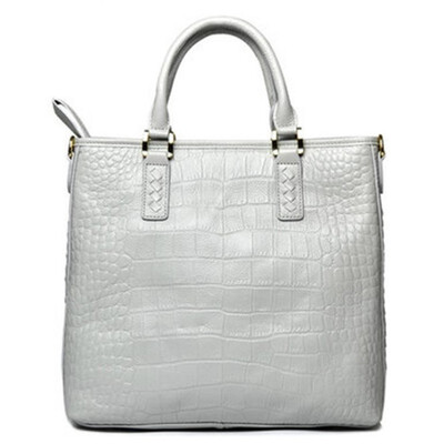 

Women Handbag Soft Genuine Leather Tote Retro Crocodile Pattern Bag Cow Skin Shoulder Bags Female Brown Handmade Feminina Bolsa