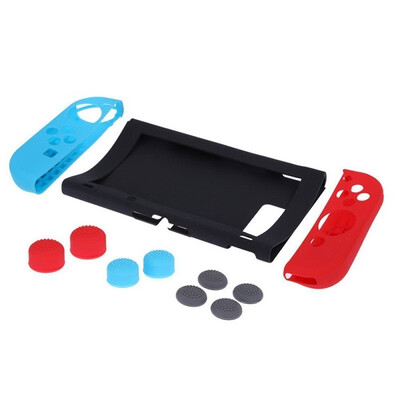 

Silicone Case Cover For Nintend Switch NS Console Joy-Con Protective Skin Cover with Thumb Stick Grip Joystick Caps 11 in 1