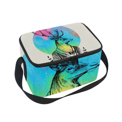 

ALAZA Lunch Box Insulated Lunch Bag Large Cooler Portrait Of Deer Tote Bag