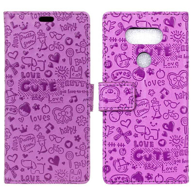 

MOONCASE LG V40 ThinQ Little Witch Leather Case - Purple