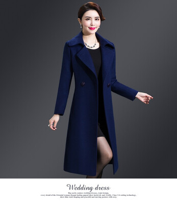 

Winter 2018 woollen outerwear womens long - length Korean imitation fox fur collar double - sided cashmere coat