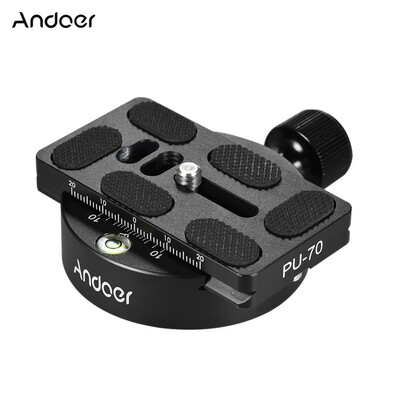 

Andoer KZ-40 Universal Aluminum Alloy Tripod Head Disc Clamp Adapter w PU-70 Quick Release Plate Compatible for Arca Swiss