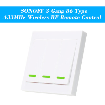 

SONOFF Push Button Wall Light Switch Remote Controller 3 Gang 86 Type ONOff Switch Panel 433MHz Wireless RF Remote Control Transm