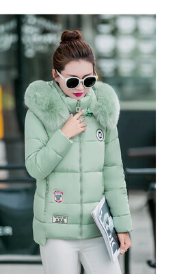 

2018 cotton short female large fur collar wild thick cotton jacket down jacket 90304