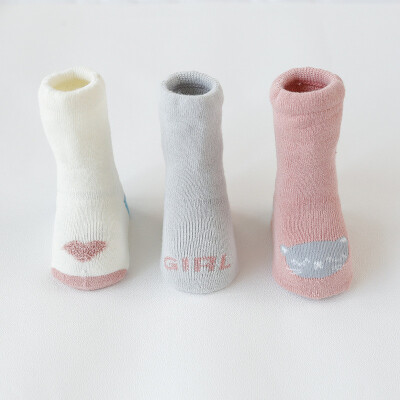 

Winter baby socks thick silk socks cotton material non-slip three pairs of stockings