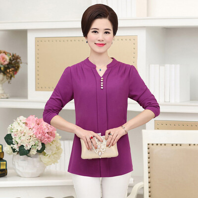

Yu Zhaolin 2019 new middle-aged womens mother dress collar collar chiffon shirt YWMM191349 rose red XL