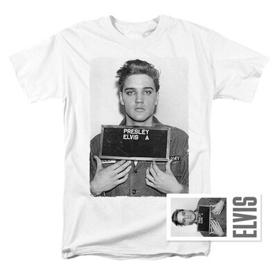 

Elvis Presley Army Mug Shot Rock n Roll T Shirt & Exclusive Stickers