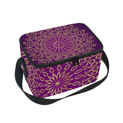 

ALAZA Insulated Lunch Box Bohemia Flower Lunch Bag for Men Women Portable Tote Bag Cooler Bag