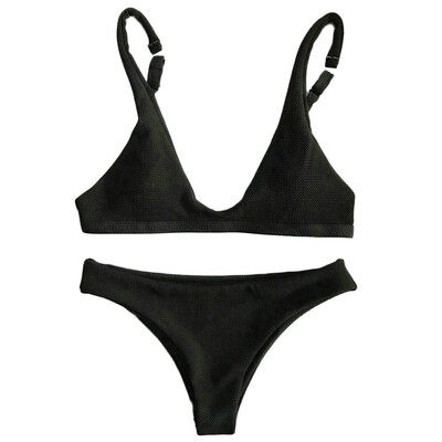 

Multicolour Vest Bikini Solid Color Sexy Skinny Swimsuit