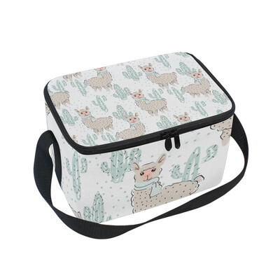 

ALAZA Llama And Cactus Lunch Box Insulated Lunch Bag Large Cooler Tote Bagfor Kids Men Women