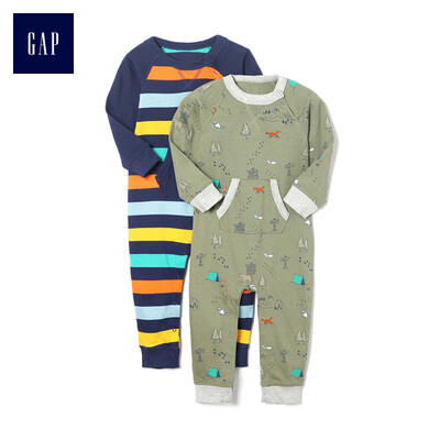 

GAP flagship store male baby whale pattern long-sleeved one-piece jumpsuit two-piece 374349 military green 6-12M