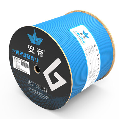 

An Di AD original six types of double-shielded cable environmental protection flame retardant commercial version pure copper anti-jamming Cat6 engineering high-speed cable box blue 305 meters AD-SF6305