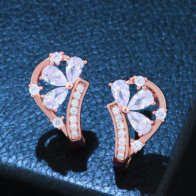 

Fashion 2018 Zircon Flower Earrings Gold 585 Cubic Zirconia Rose Gold Stud Earrings for Women Trendy Jewelry
