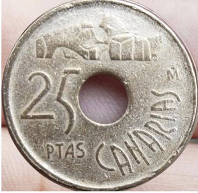 

20mm Canarias Spain 25 Ptas used Conditon