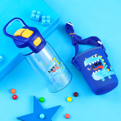 

Bangda childrens straw cup Tritan material leakproof men&women kindergarten baby cute portable plastic cup blue 480ml