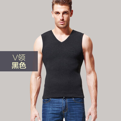 

Playboy PLAYBOY warm vest men plus velvet thickening mens shirt shirt underwear winter cotton Slim middle-aged black XXXL